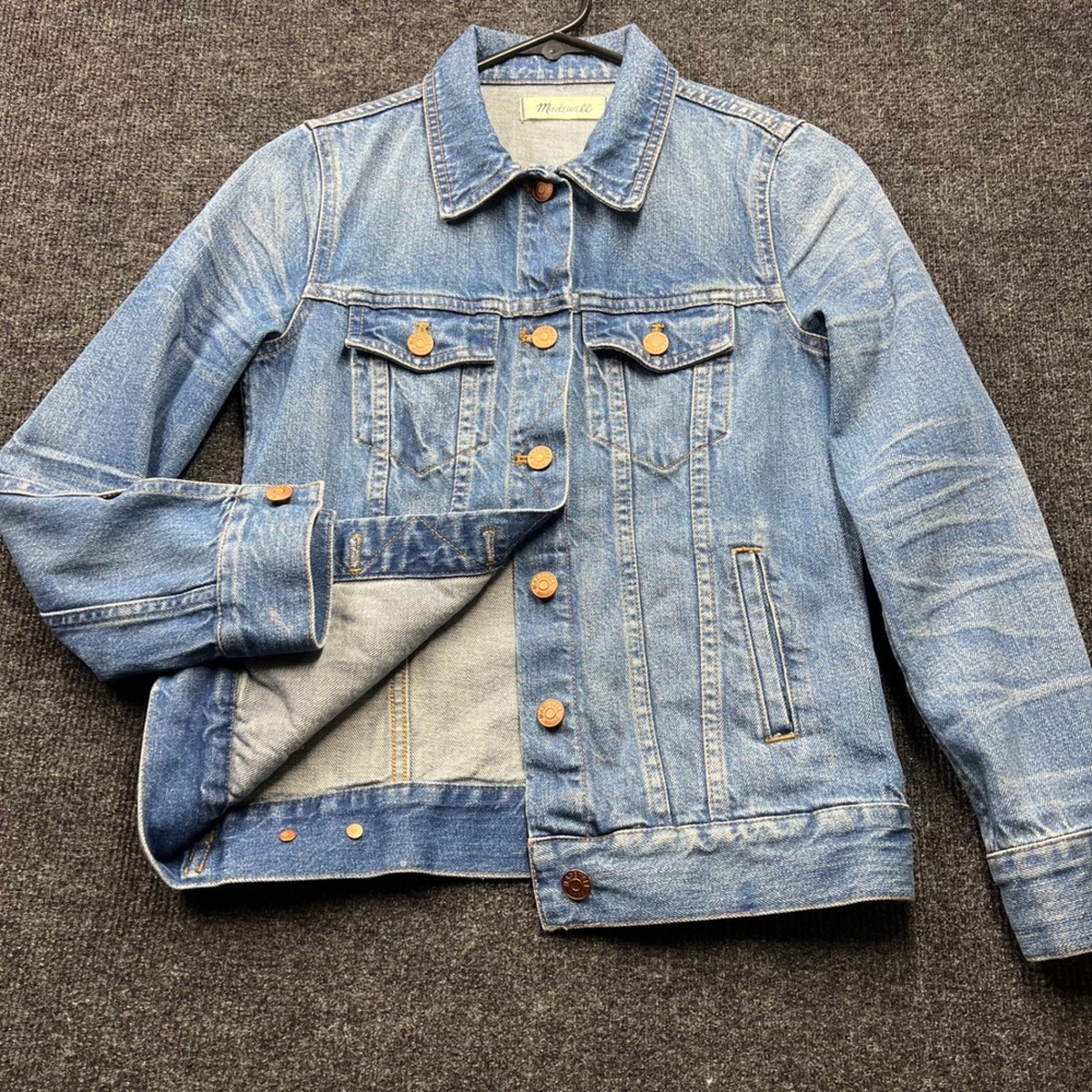 Madewell Jean Jacket Womens XXS Blue Denim Trucker F0370 Light Wash Cotton